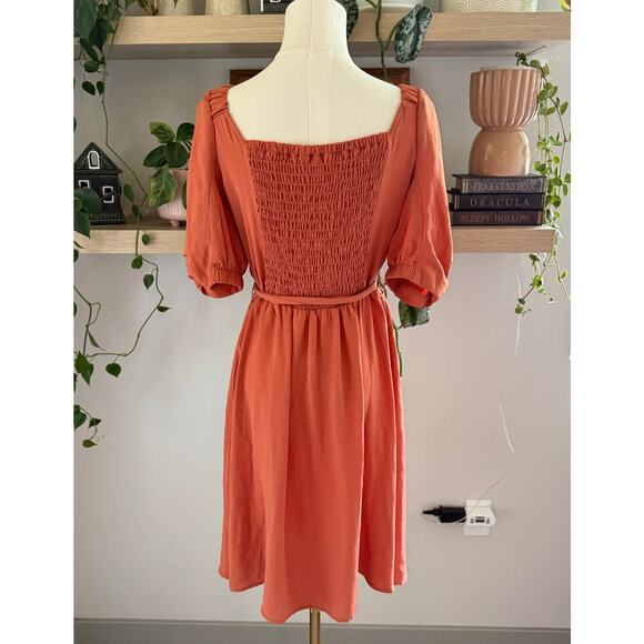 Lauren Conrad Orange Mini Dress Medium 3/4 Sleeves Autumn Pumpkin Patch Boho - Picture 2 of 9